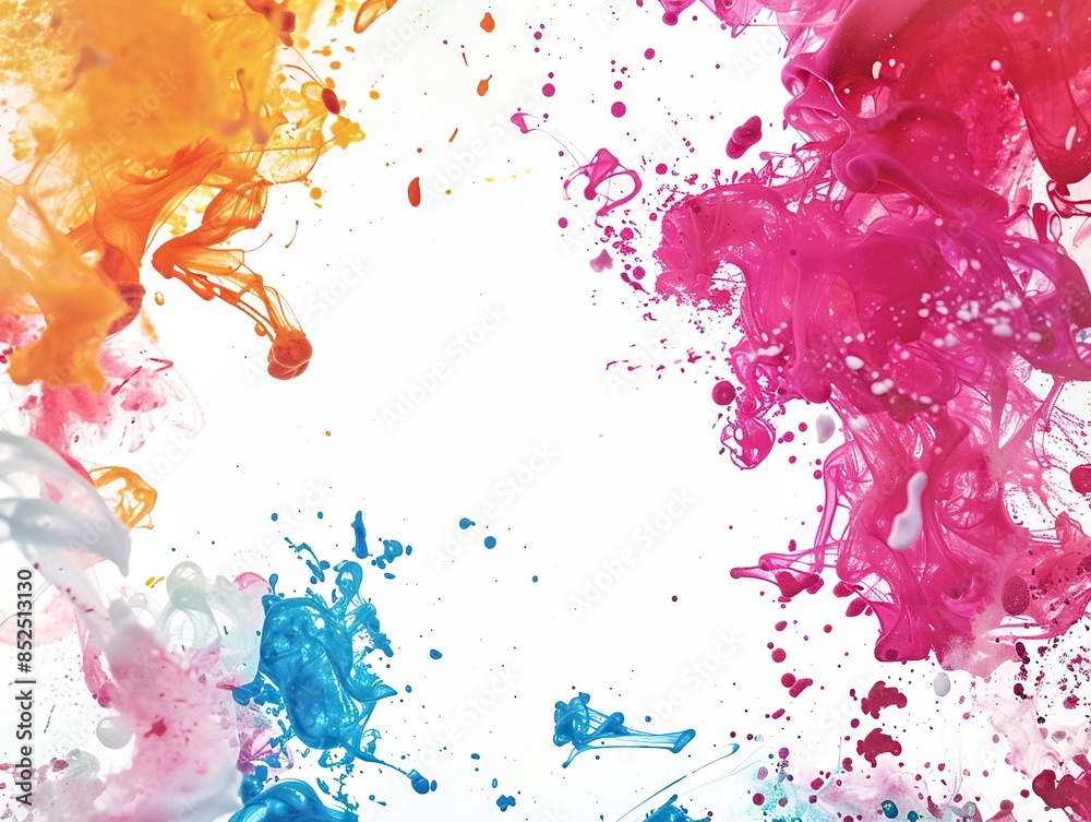 Obraz premium Multicolored ink swirling together in a white background