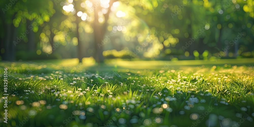 Fototapeta premium Lush Green Garden Grass in Close-Up