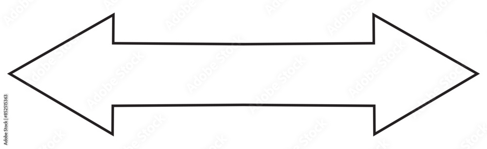Horizontal long straight arrow signs. Black pointer, direction, position symbol and double arrow icon isolated on white background Horizontal long straight arrow signs. Black pointer, direction, position symbol and double arrow icon isolated on white background
