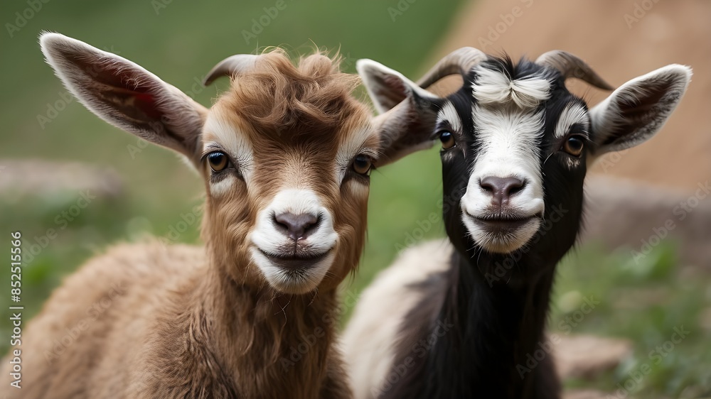 newborn goat stands against a plain background and faces the camera during Eid Ul Azha, a ritual sacrifice. newborn goat stands against a plain background and faces the camera during Eid Ul Azha, a ritual sacrifice.