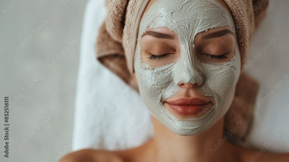 Mature woman in a spa setting, therapeutic clay mask, Mature woman in a spa setting, therapeutic clay mask,