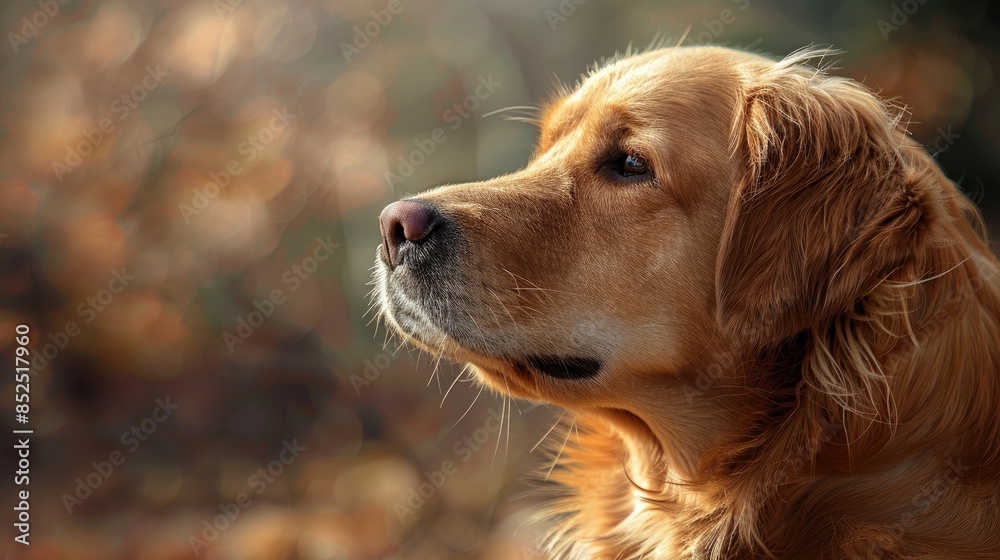 Close up portrait of a contemplative Labrador Retriever gazing into the distance showcasing its detailed golden fur on a blurred backdrop Close up portrait of a contemplative Labrador Retriever gazing into the distance showcasing its detailed golden fur on a blurred backdrop