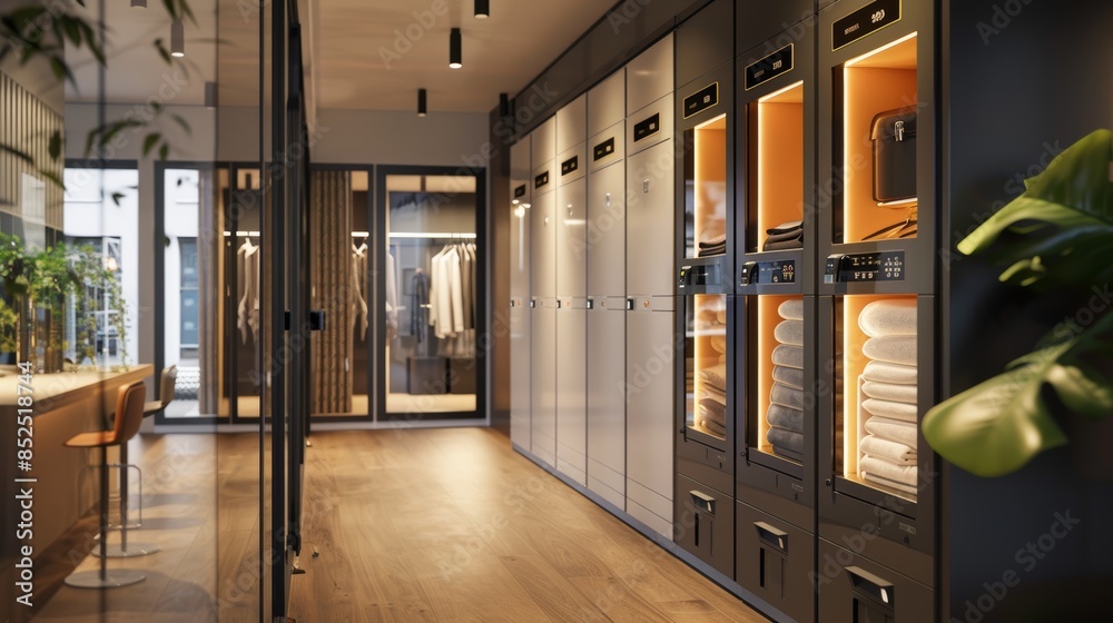 Modern Dry Cleaning Shop with Contactless Drop-off and Pickup Services and Secure Locker System Modern Dry Cleaning Shop with Contactless Drop-off and Pickup Services and Secure Locker System
