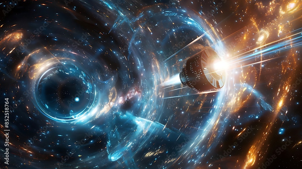 Obraz premium A dramatic cosmological singularity showing intense blue and orange energy swirling useful for.
