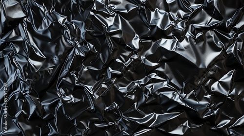 Crumpled black plastic wrap with a glossy finish.
