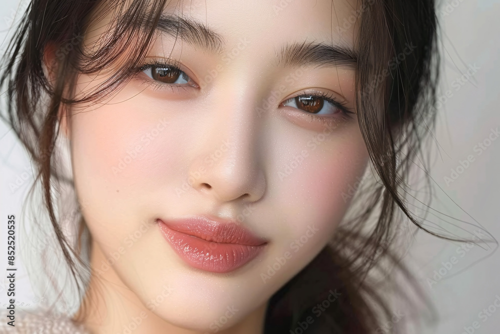 Young Asian woman with natural makeup. Young Asian woman with natural makeup.