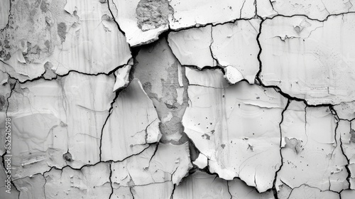 Cracks on the grey wall photo