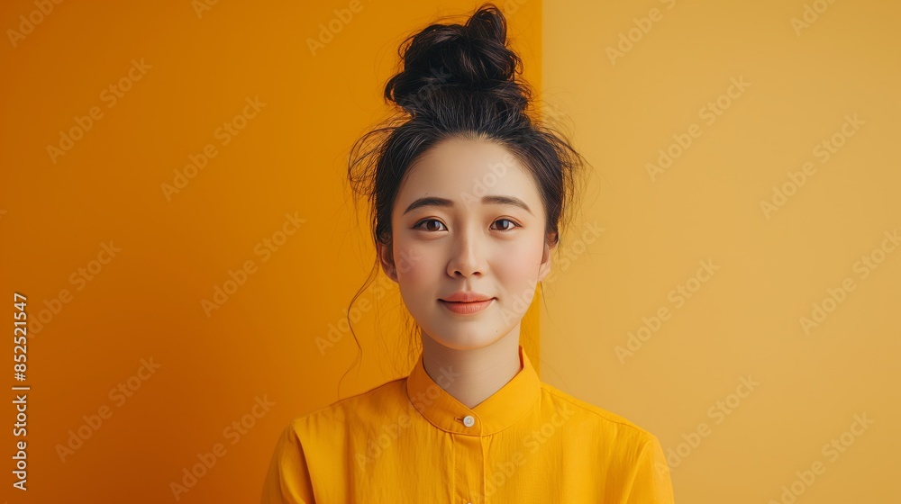 portrait of a beautiful young asian woman in yellow shirt portrait of a beautiful young asian woman in yellow shirt