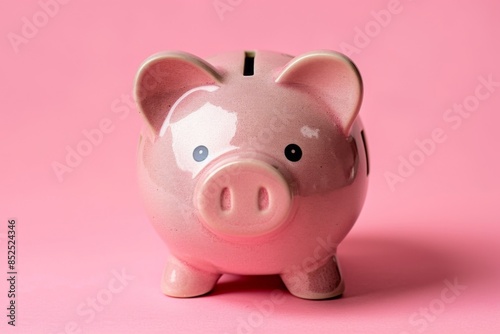 Pink Piggy Bank on Pink Background