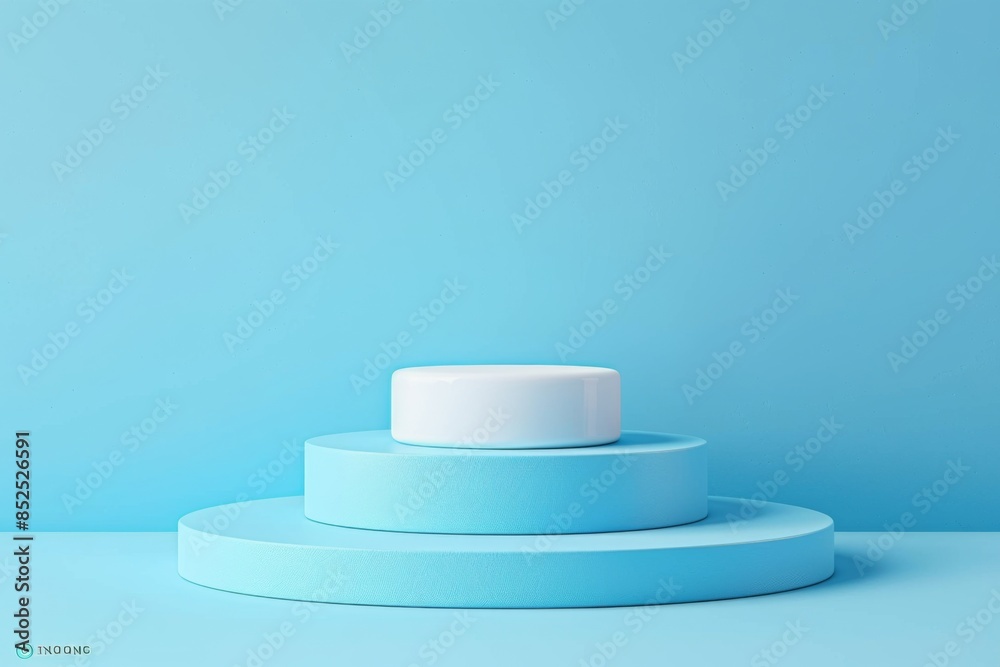 Abstract Cylindrical Podium on Blue Background Abstract Cylindrical Podium on Blue Background