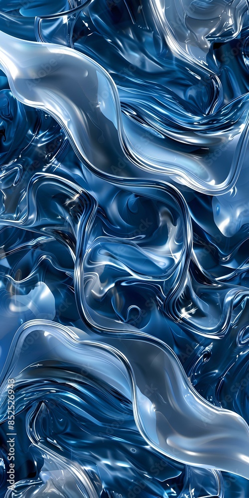 Obraz premium Abstract Blue Liquid Waves Background
