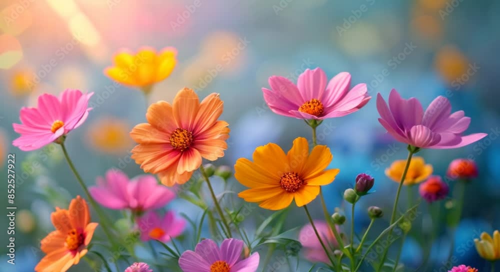 Peaceful coexistence of wildflowers and grass, clear focus with blurred horizon Peaceful coexistence of wildflowers and grass, clear focus with blurred horizon
