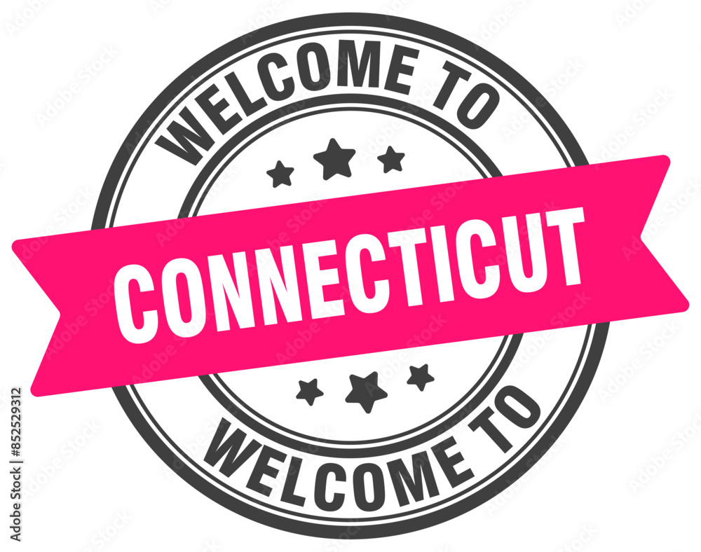 Welcome to Connecticut stamp. Connecticut round sign Welcome to Connecticut stamp. Connecticut round sign
