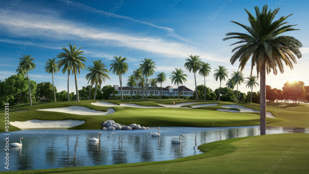 Scenic Golf Course Backgrounds with Rolling Greens and Blue Skies, Perfect for Golf Enthusiasts Scenic Golf Course Backgrounds with Rolling Greens and Blue Skies, Perfect for Golf Enthusiasts