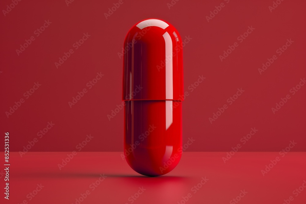 Red Pill Isolated on Red Background Red Pill Isolated on Red Background