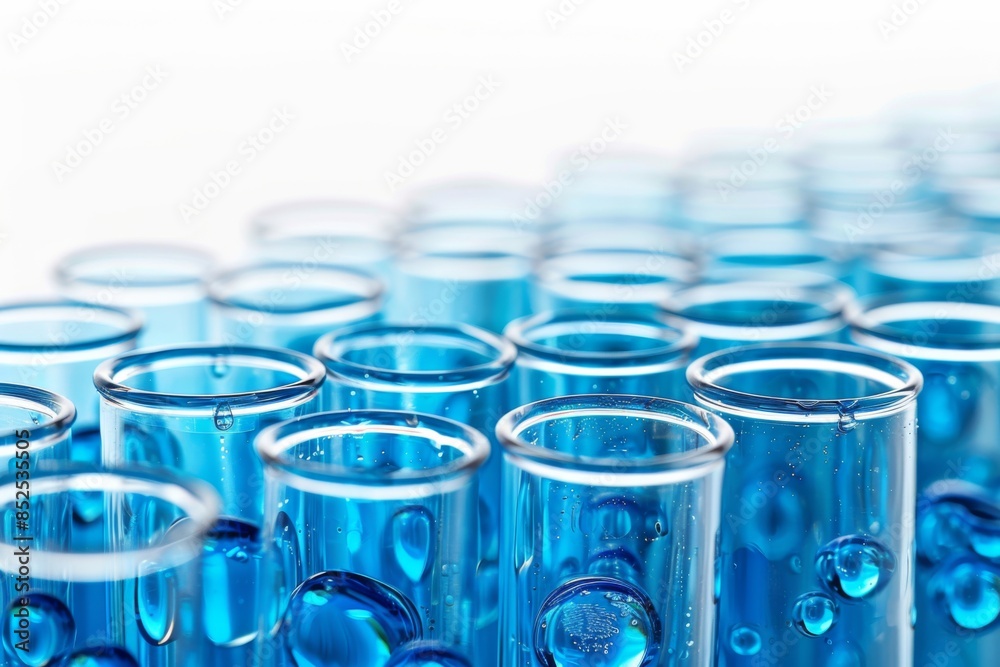 Test Tubes with Blue Liquid in Laboratory Test Tubes with Blue Liquid in Laboratory