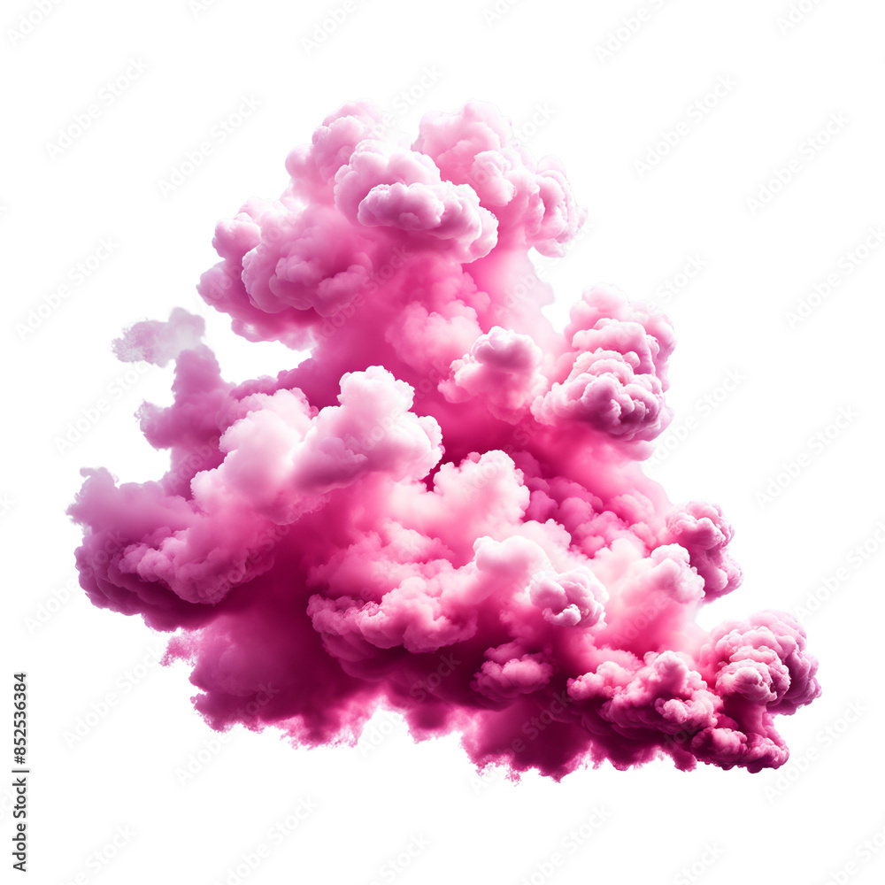 Vibrant Pink Cloud Formation isolate on white Vibrant Pink Cloud Formation isolate on white