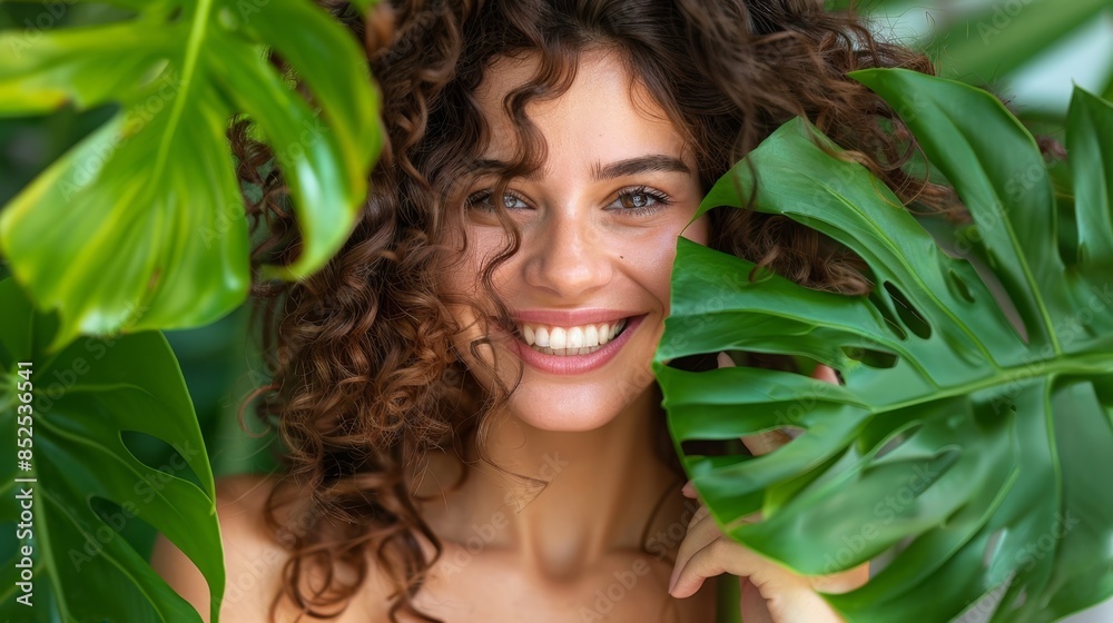 The Woman Amidst Monstera Leaves The Woman Amidst Monstera Leaves