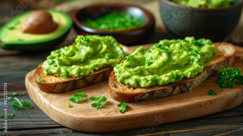 The avocado on toasted bread