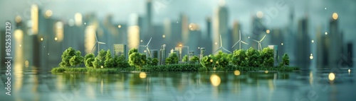3D detailed energy transition in a green economy representing the future of World Economic development photo