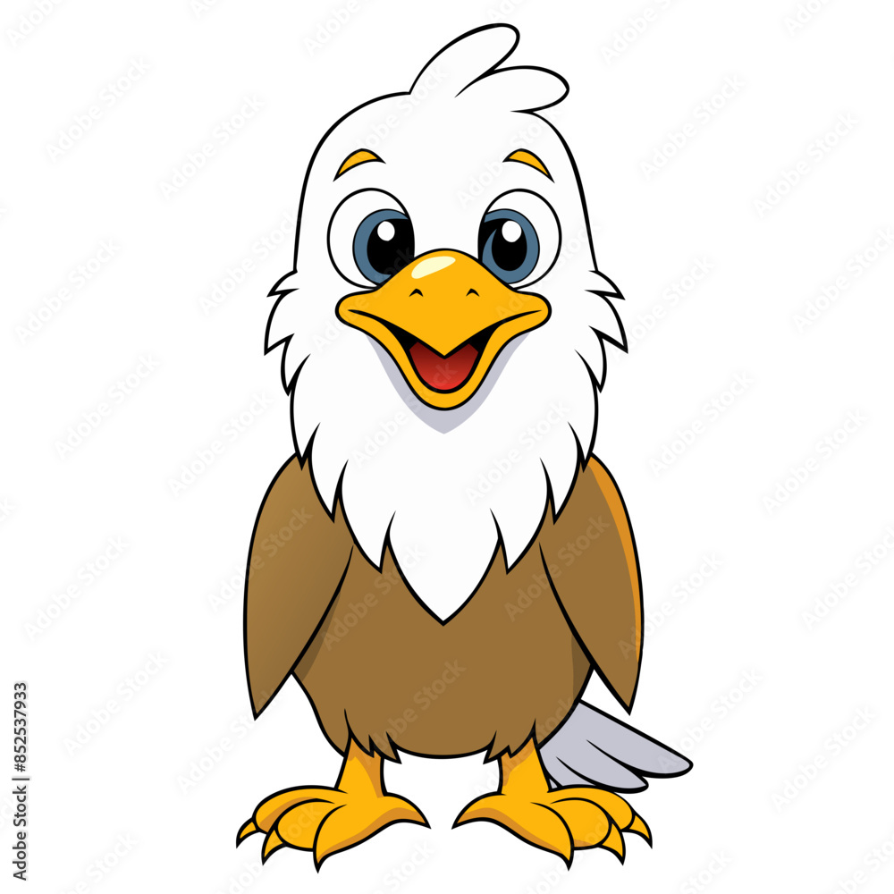 Naklejka premium Cute eagle bird cartoon vector illustration