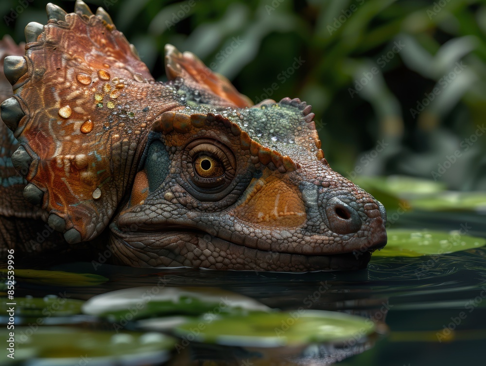 Fototapeta premium Close-up of a colorful chameleon in the wild