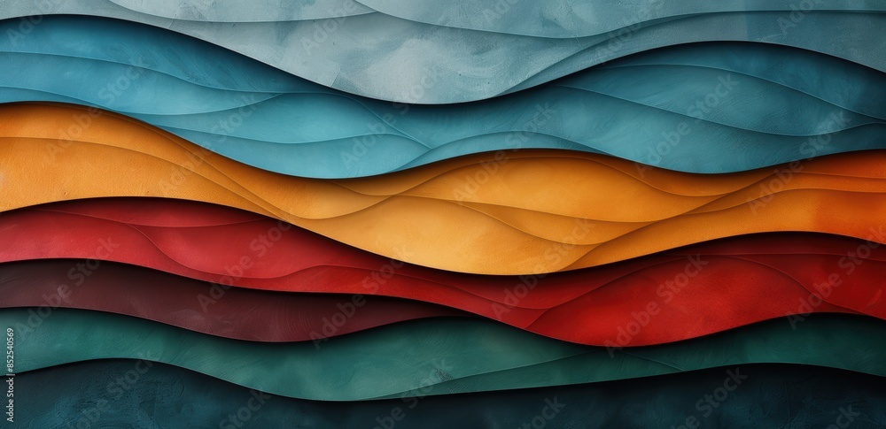 Obraz premium Vibrant abstract landscape with layered waves of color