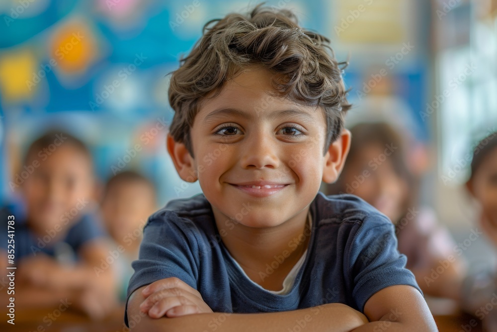 Smiling Boy in Classroom Smiling Boy in Classroom