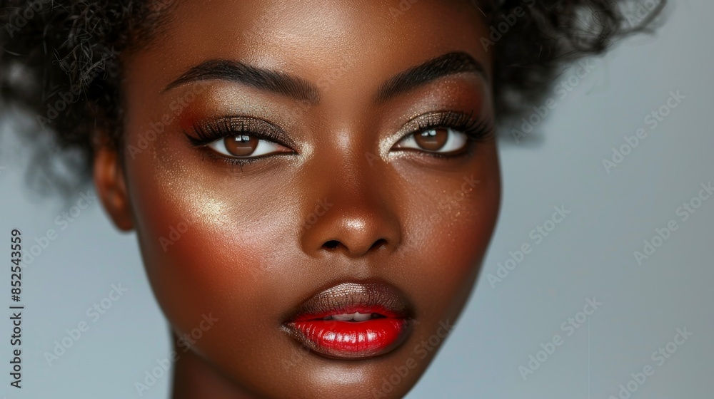 Natural Look: A close-up of the model's face with natural, minimal makeup. Focus glowing skin with a hint of blush, neutral eyeshadow, and lips. Natural Look: A close-up of the model's face with natural, minimal makeup. Focus glowing skin with a hint of blush, neutral eyeshadow, and lips.