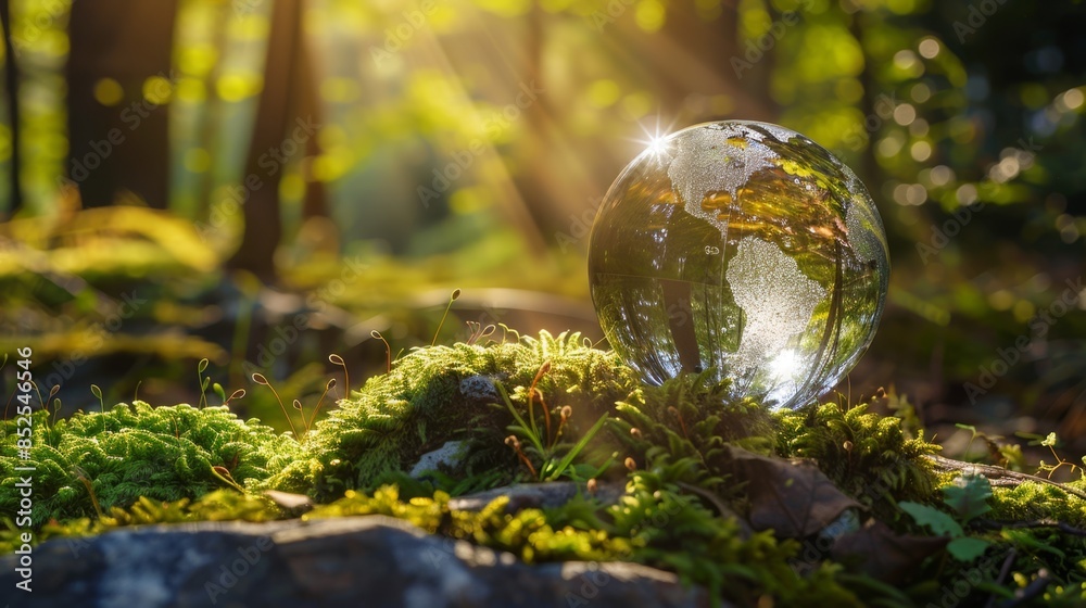 The crystal globe in forest The crystal globe in forest