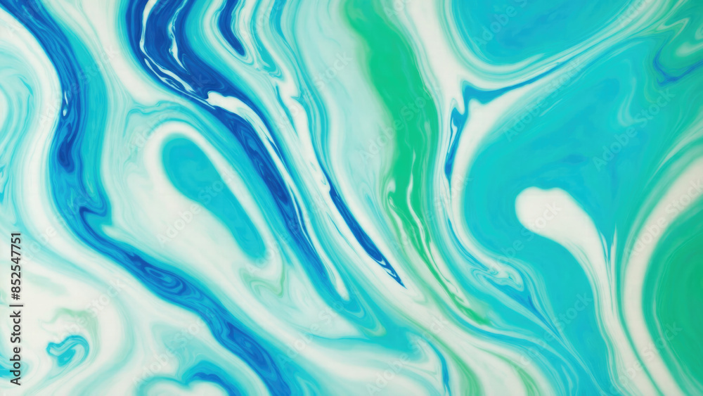 Fototapeta premium Green blue color with liquid fluid marbled, Abstract marbling oil acrylic paint background