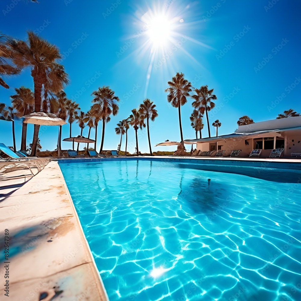 Fototapeta premium Summer swimming pool sunny 5 star hotel