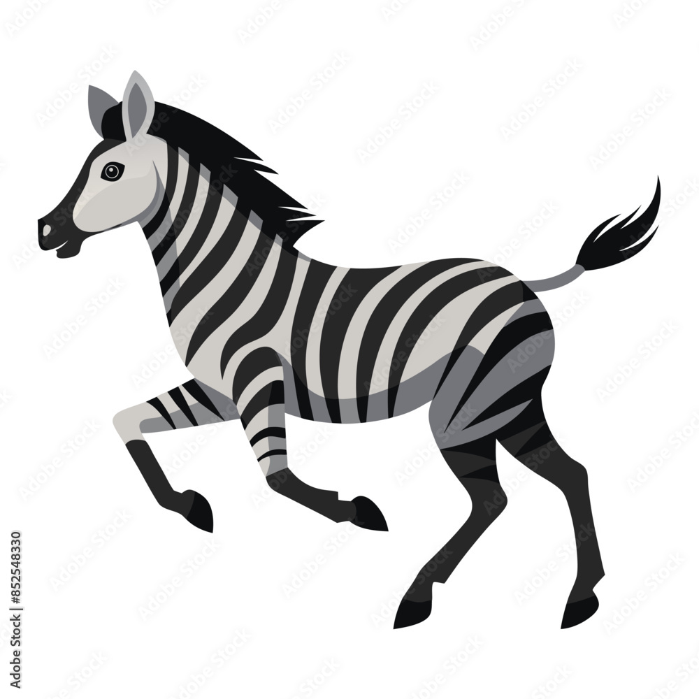 zebra running isolated on white zebra running isolated on white