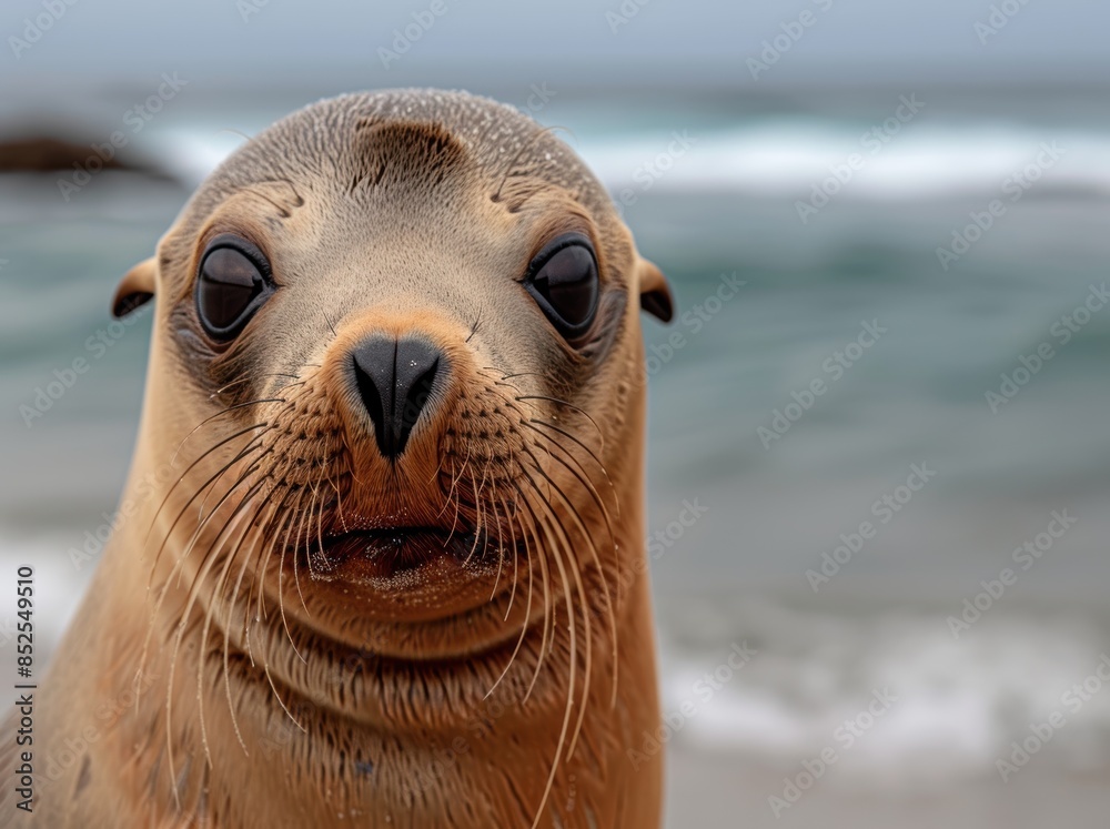 Obraz premium close-up of a curious sea lion