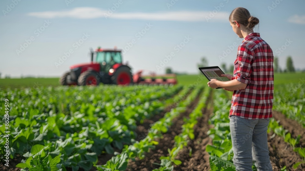Fototapeta premium The farmer with digital tablet