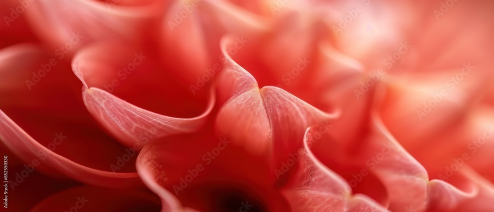 Macro shot of a pink dahlia flower showcasing delicate petals with intricate folds and soft lighting for a serene and elegant feel.