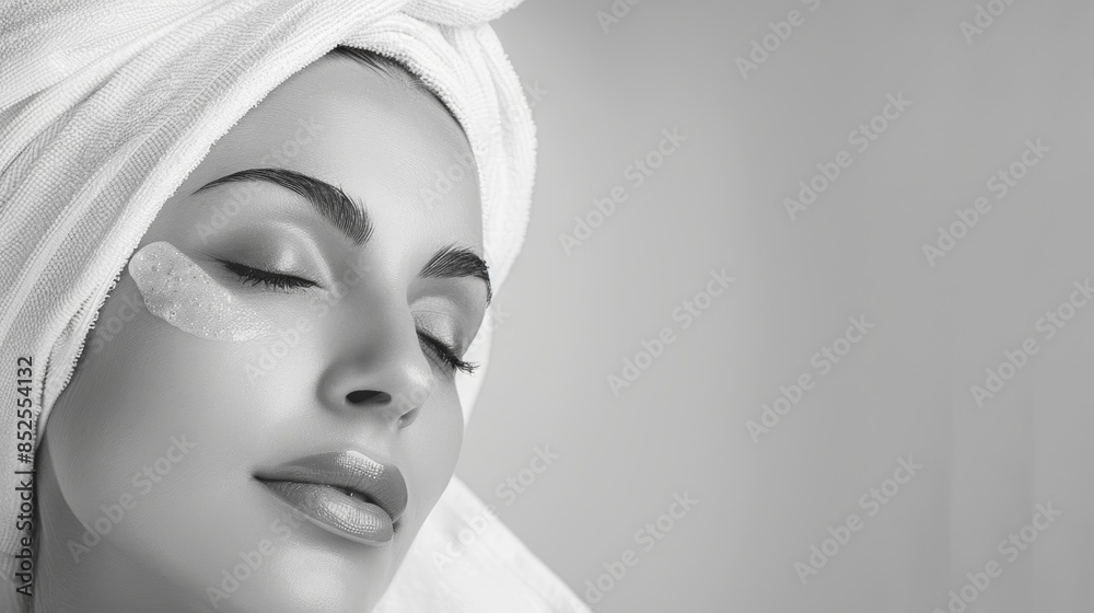 Fototapeta premium Elegant Spa Marketing Banner for Microdermabrasion Services with Serene Client and Text Space