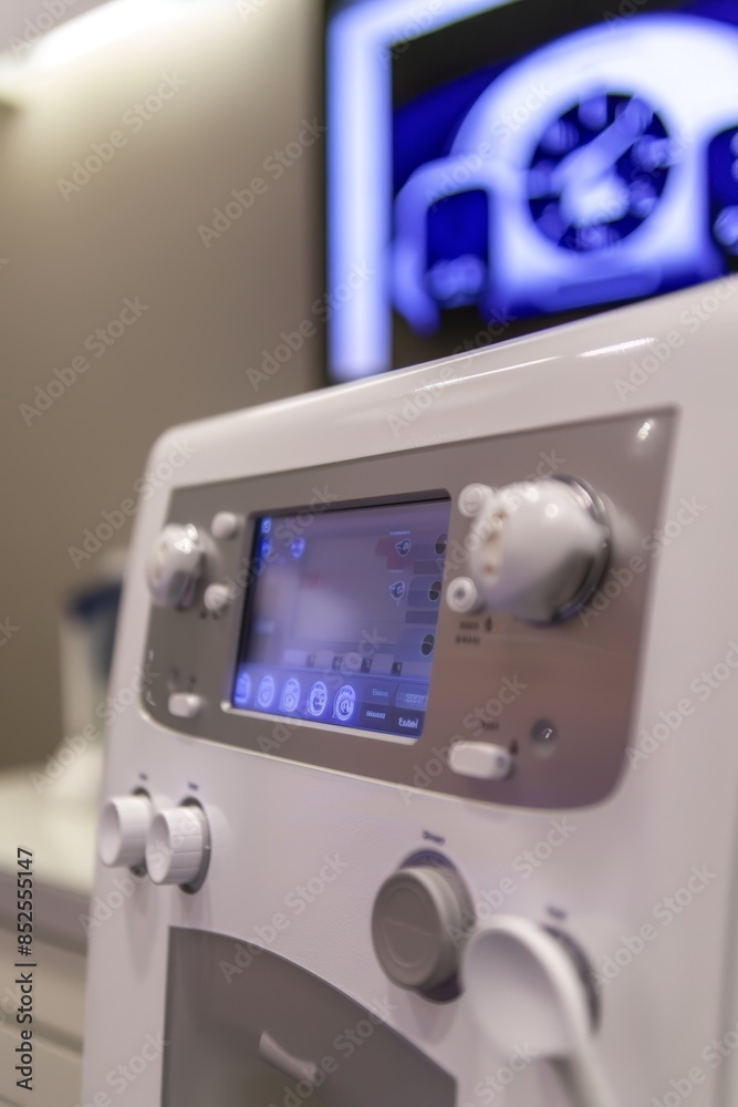 Fototapeta premium Advanced Aesthetic Treatment Laser Device Control Panel for Modern Medical and Cosmetic Procedures