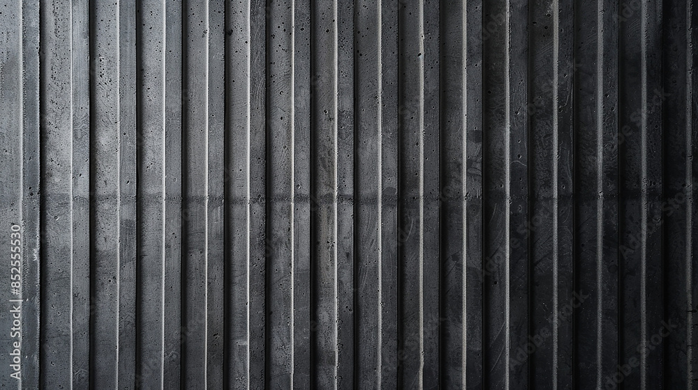 Corrugated metal sheet serves as a fence, view horizontal to vertical stripes. Corrugated metal sheet serves as a fence, view horizontal to vertical stripes.