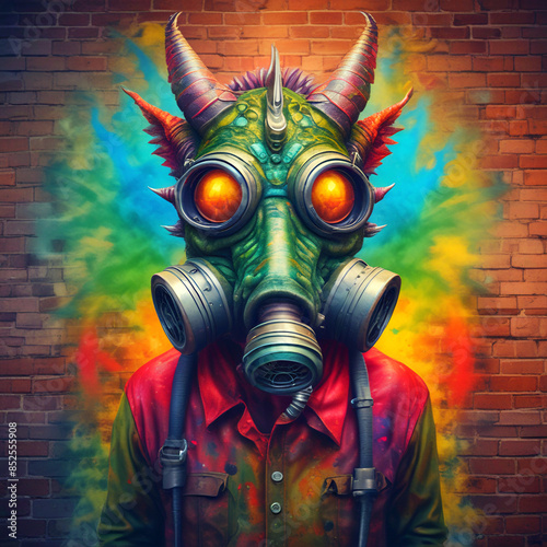 person in a gas mask