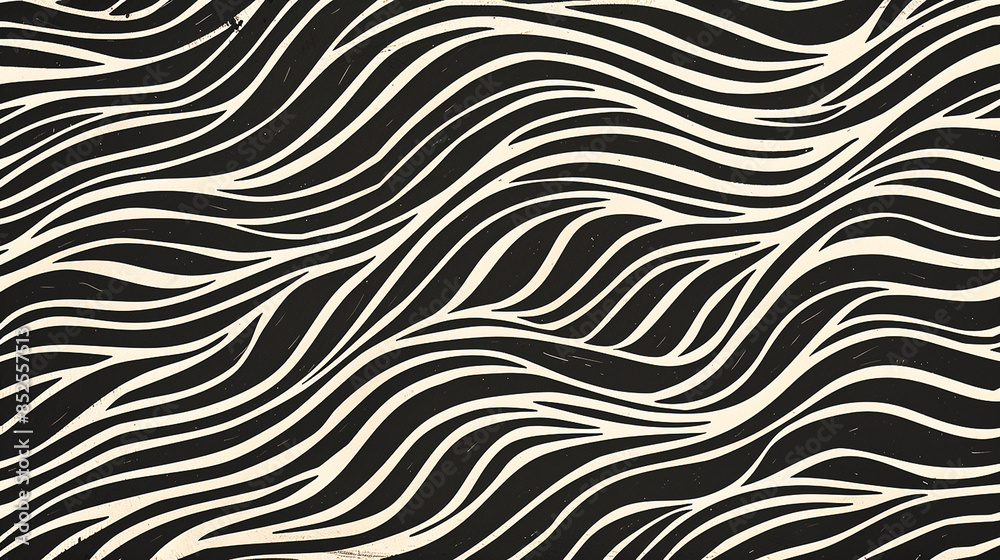 Fototapeta premium Abstract wavy black and white pattern background.