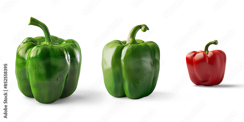 A set of Bell peppers isolated on a transparent background. A set of Bell peppers isolated on a transparent background.