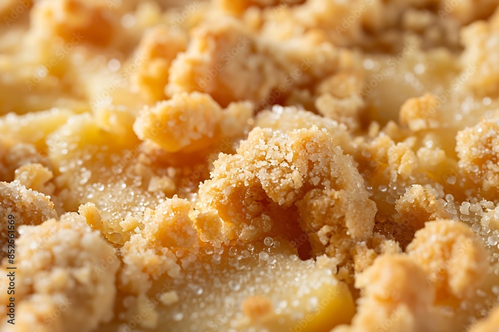 Close up of food with sweet pie crumbles Close up of food with sweet pie crumbles