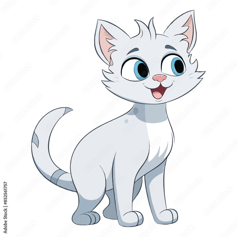 Vector illustration of cute happy cat