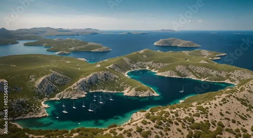 Aerial view of the National Park Kornati Islands in Croatia. Concept Travel Photography, Aerial Shots, Nature Landscapes, Croatian Destinations
 photo