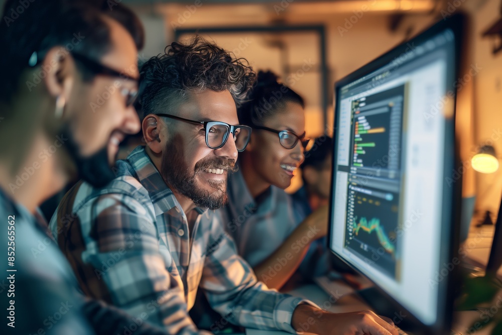 Fototapeta premium Successful Group Learning Software Engineering and Business
