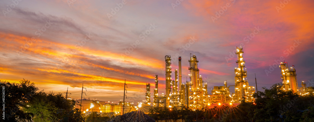 Oil Refinery plant at sunset. Gas Chemical Equipment Prodiction import export Concept, Crude Oil Refinery Plant Steel Pump Pipe line and Chimney and Cooling tower, Chemical Petrochemical Oil Refinery plant at sunset. Gas Chemical Equipment Prodiction import export Concept, Crude Oil Refinery Plant Steel Pump Pipe line and Chimney and Cooling tower, Chemical Petrochemical