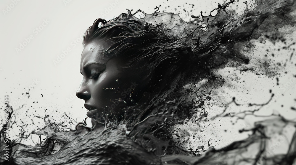 face of a women splashing water