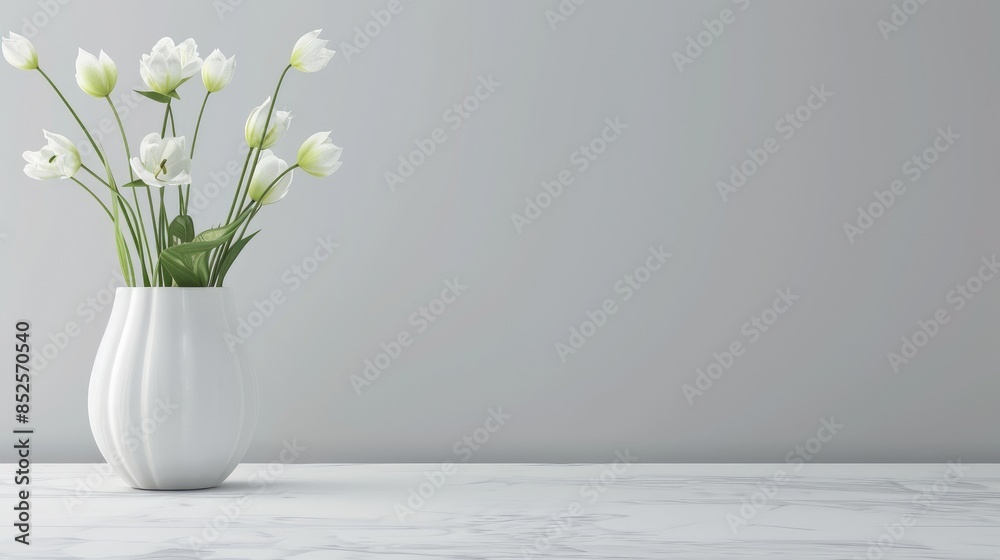vase with flowers on the table, mockup for presentation, with copy space vase with flowers on the table, mockup for presentation, with copy space