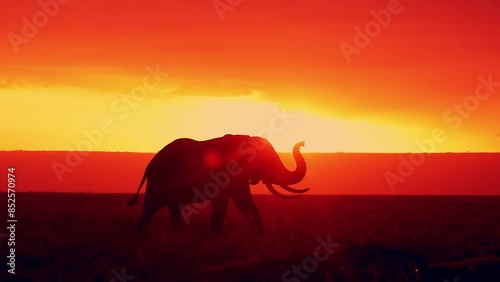Elephant at sunset in east Africa on safari